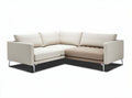 Corner sectional sofa in beige faux leather with removable cushions 200 x 90 x 80cm