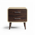 Wooden nightstand with two drawers in cream and walnut finish 50 x 40 x 45cm