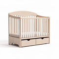 Natural wood crib with storage drawers 120 x 60 x 80cm for infants