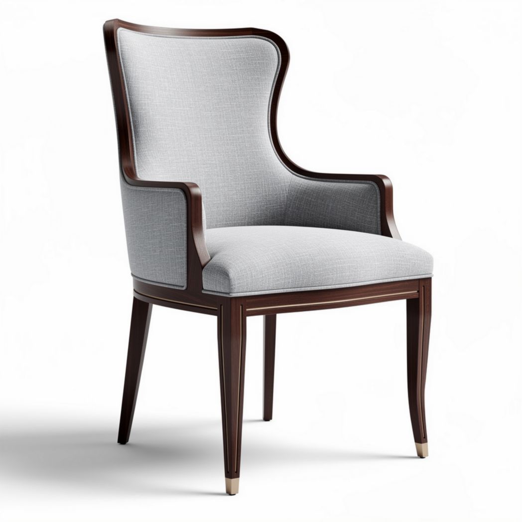 Wooden frame accent chair with gray upholstery and tapered legs 70 x 60 x 100cm