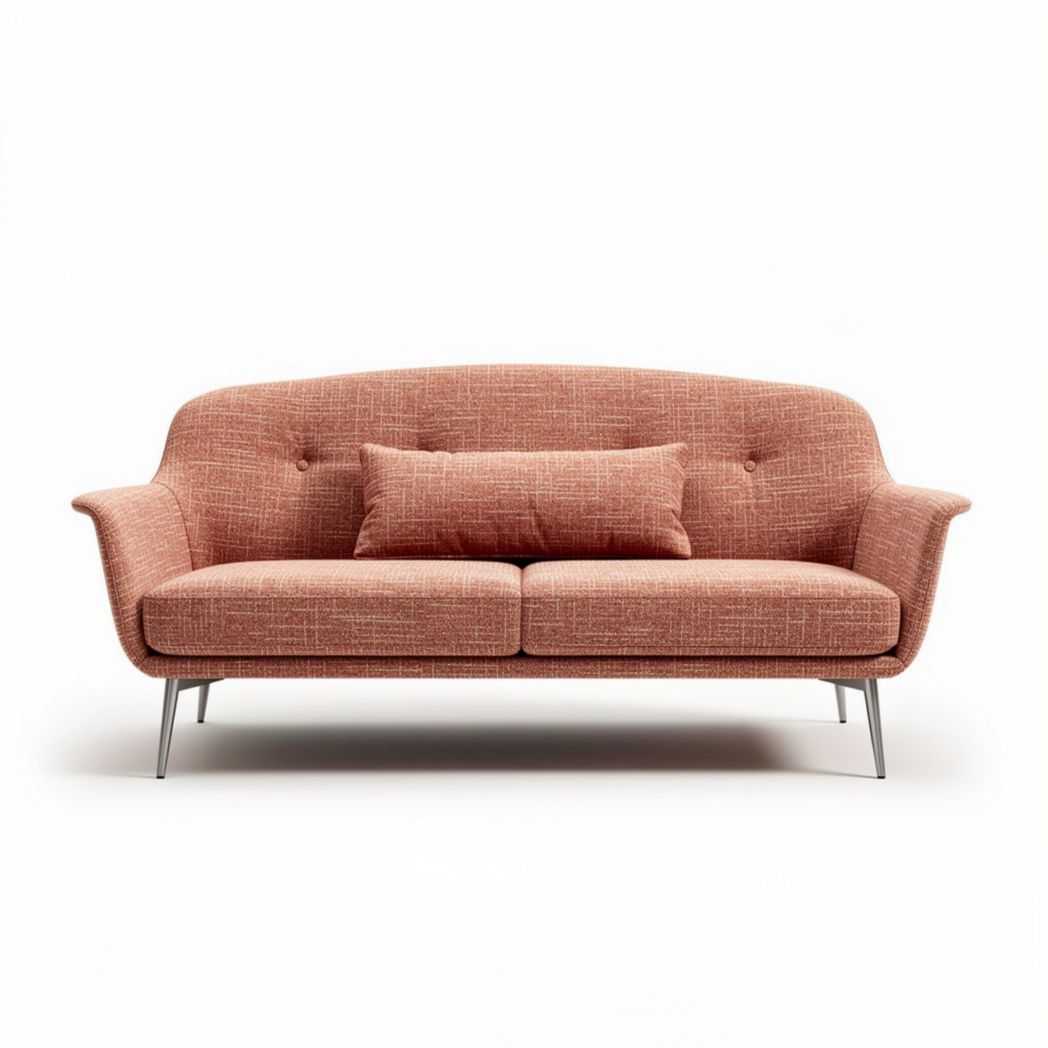 Modern fabric loveseat with two cushions in light coral 180 x 80 x 75cm