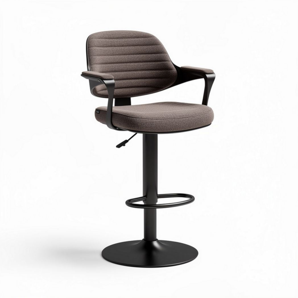 Bar stool with adjustable height and fabric upholstery in brown 45 x 45 x 110cm