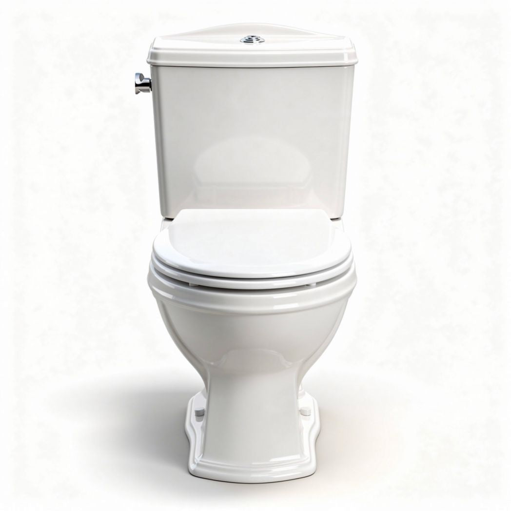 Two-piece white ceramic toilet with water-saving flush design 70 x 40 x 75cm