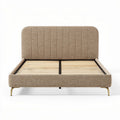 Upholstered king size bed frame with wooden slats and gold legs 200 x 160 x 100cm