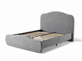 Upholstered platform bed frame with wood slat support in gray fabric 200 x 160 x 100cm
