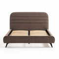 Upholstered bed frame with wooden slats in brown 200 x 160 x 100cm