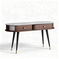Wooden console table with marble top and two storage drawers 150 x 50 x 75cm